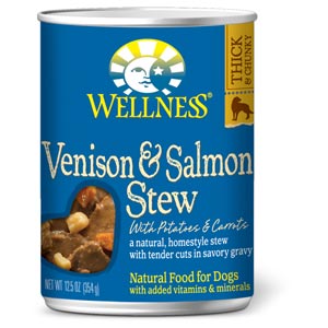 Wellness Venison & Salmon Stew Canned Dog Food 12/12.5 oz Case wellness, venison & salmon, stew, venison and salmon, canned, dog food, dog